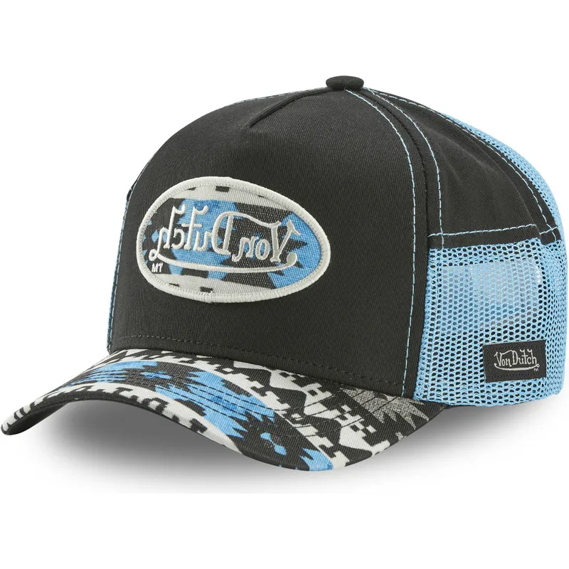 Von Dutch Atru Nav Black And Blue Trucker Hat Caphunters Hu