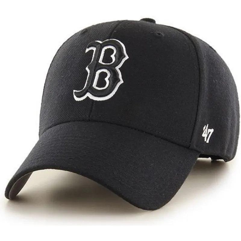 svart-bojd-snapback-keps-med-svart-boston-red-sox-logotyp-mlb-mvp-fran-47-brand