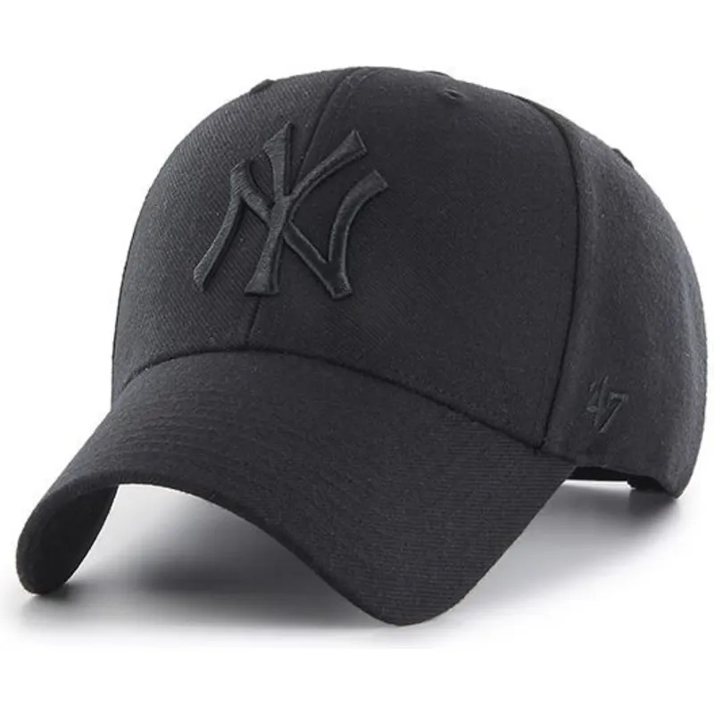 schwarze-gebogene-snapback-kappe-mit-schwarzem-logo-der-new-york-yankees-mlb-mvp-von-47-brand