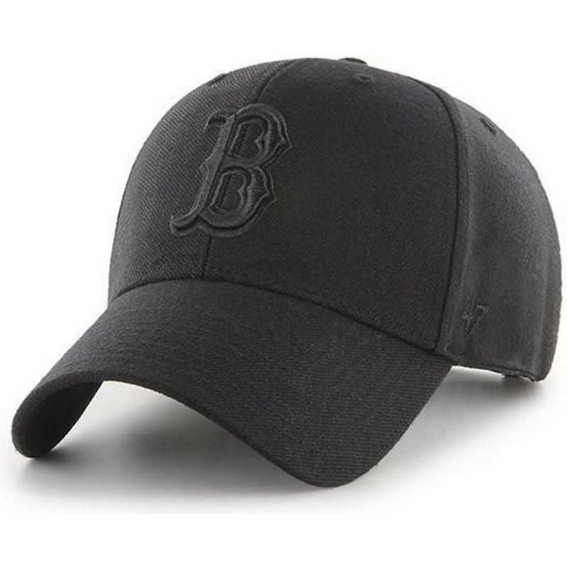 47-brand-curved-brim-schwarzes-logo-boston-red-sox-mlb-mvp-snapback-cap-schwarz-