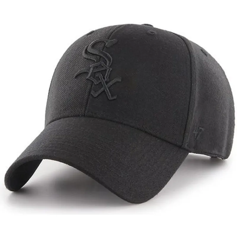 schwarze-gebogene-snapback-kappe-mit-schwarzem-logo-der-chicago-white-sox-mlb-mvp-von-47-brand