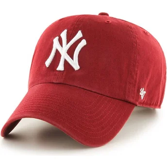 Mörkröd kurvad keps New York Yankees MLB Clean Up från 47 Brand