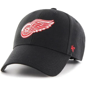 Schwarze gebogene Kappe mit rotem Logo der Detroit Red Wings NHL MVP von 47 Brand