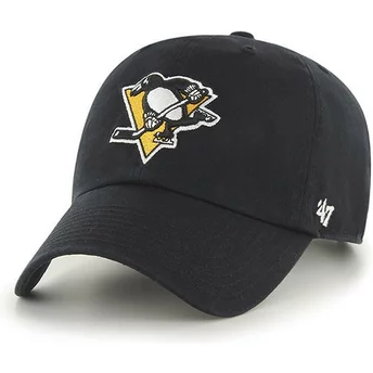 47 Brand Curved Brim Pittsburgh Penguins NHL Clean Up Cap schwarz