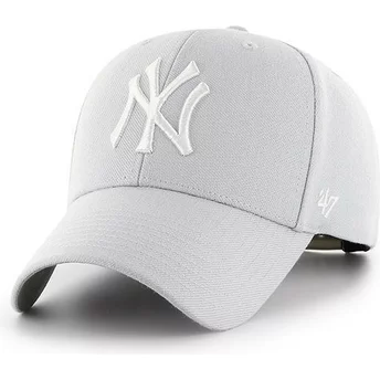 47 Brand Curved Brim New York Yankees MLB MVP Silver Snapback Cap grau