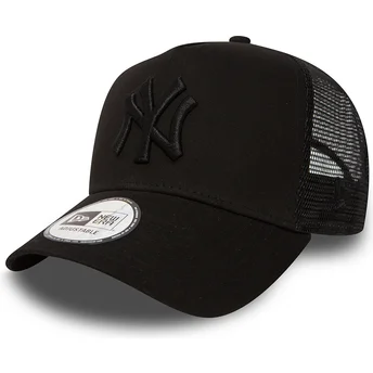 Schwarze Trucker-Cap mit schwarzem Logo Clean A Frame der New York Yankees MLB von New Era
