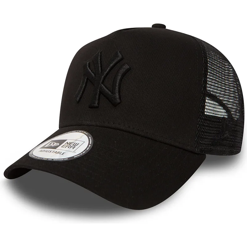 svart-truckerkeps-med-svart-logotyp-clean-a-frame-new-york-yankees-mlb-fran-new-era