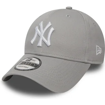 9forty-essential-verstellbare-graue-kappe-mit-gebogenem-schirm-der-new-york-yankees-mlb-von-new-era