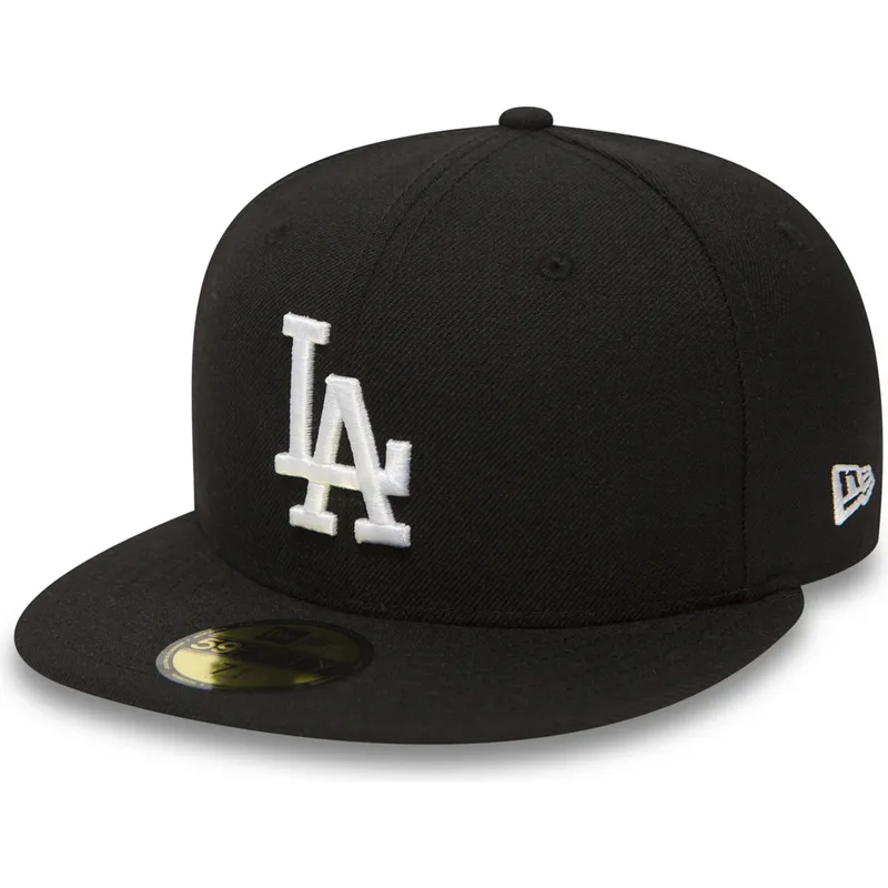 schwarze-enganliegende-59fifty-essential-flatcap-der-los-angeles-dodgers-mlb-von-new-era