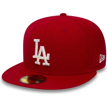 Röd platt keps justerad 59FIFTY Essential Los Angeles Dodgers MLB från New Era