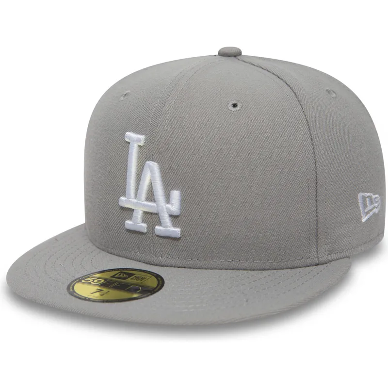 graue-anliegende-59fifty-essential-flat-cap-der-los-angeles-dodgers-mlb-von-new-era