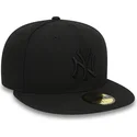 schwarze-anpassbare-59fifty-black-on-black-flat-cap-der-new-york-yankees-mlb-von-new-era