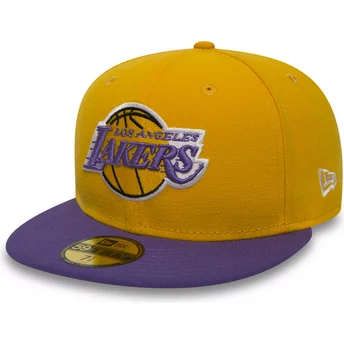 New Era Flat Brim 59FIFTY Essential Los Angeles Lakers NBA Fitted Cap gelb