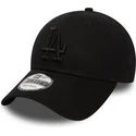 schwarze-verstellbare-kappe-mit-gebogenem-schirm-und-schwarzem-logo-9forty-essential-der-los-angeles-dodgers-mlb-von-new-era