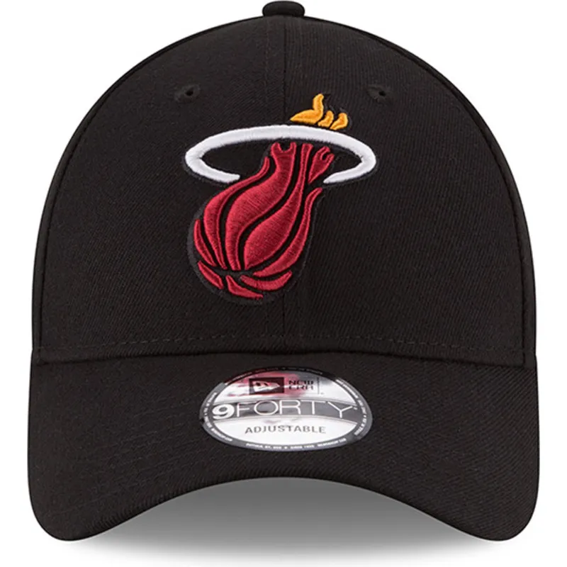 schwarze-verstellbare-curved-cap-9forty-the-league-der-miami-heat-nba-von-new-era