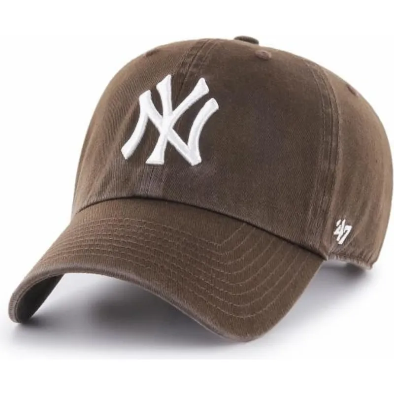 dunkelbraune-curved-cap-new-york-yankees-mlb-clean-up-von-47-brand