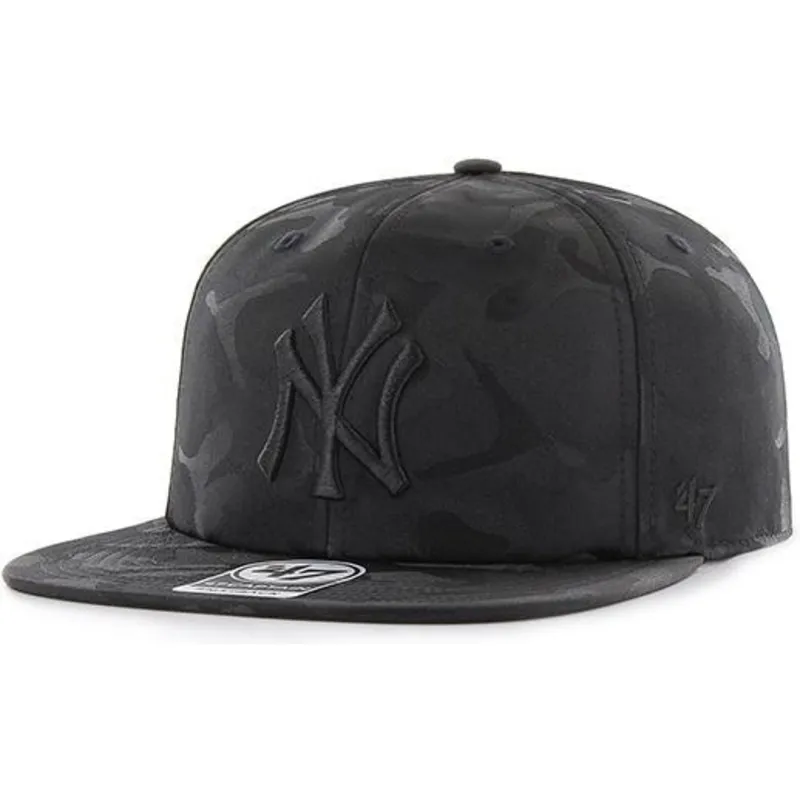 Gorra plana negra snapback de New York Yankees MLB Captain de 47 Brand