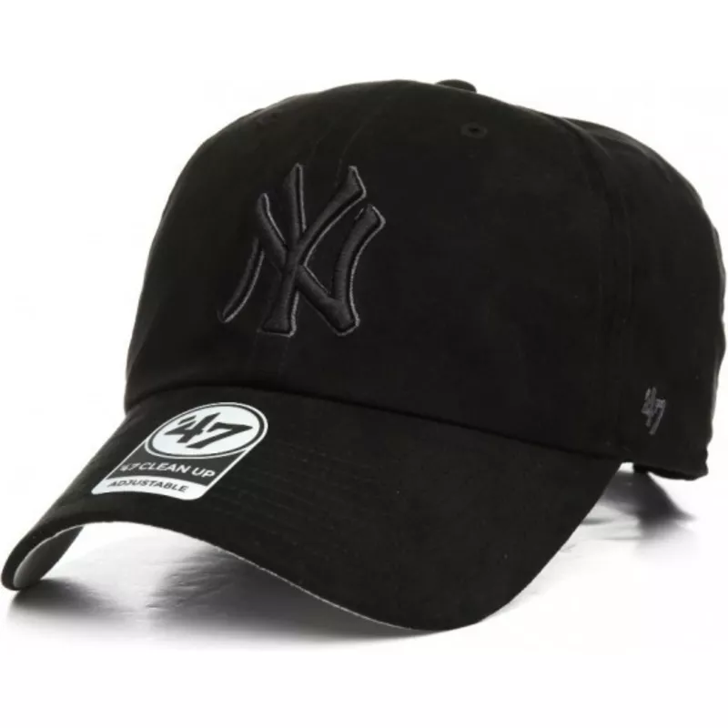 47-brand-curved-brim-schwarzes-logo-new-york-yankees-mlb-clean-up-ultra-basic-cap-schwarz