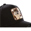capslab-looney-tunes-taz5-tasmanischer-teufel-schwarze-snapback-kappe-mit-gebogenem-schirm