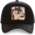 capslab-looney-tunes-taz5-tasmanischer-teufel-schwarze-snapback-kappe-mit-gebogenem-schirm