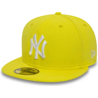 gelbe-flache-angepasste-59fifty-essential-kappe-der-new-york-yankees-mlb-von-new-era