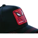 schwarze-snapback-cap-mit-gebogenem-schirm-spider-man-spi3-marvel-comics-von-capslab