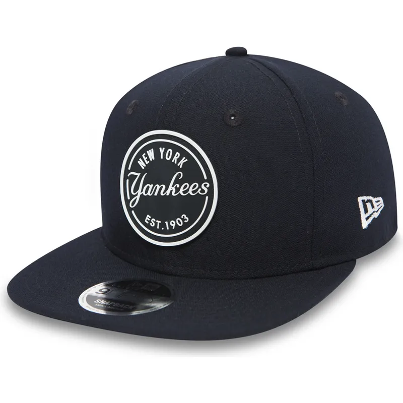 new-era-new-york-yankees-mlb-9fifty-rubber-emblem-snapback-kappe-in-schwarz