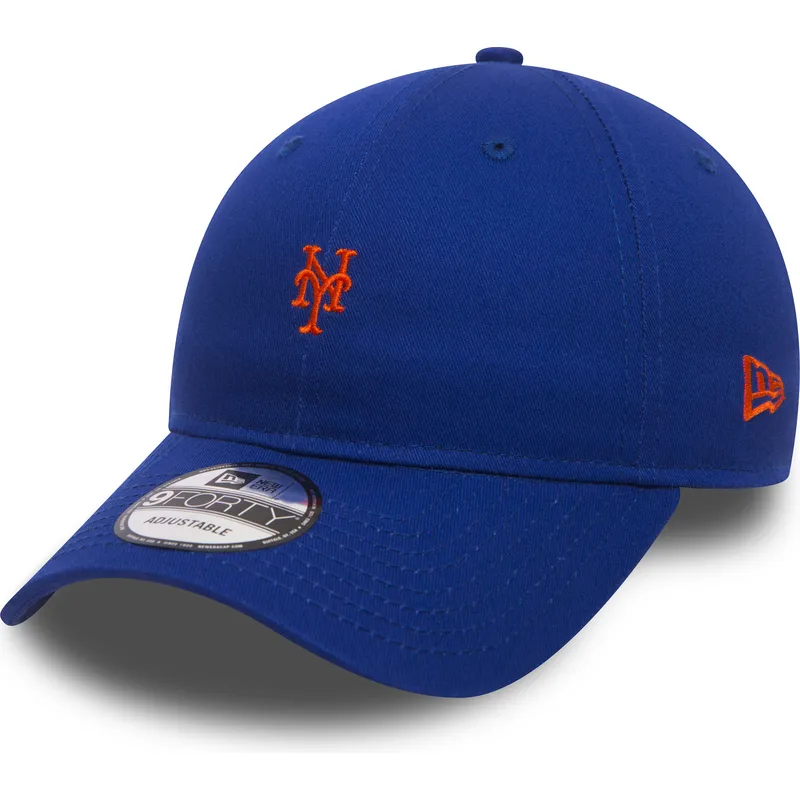 new-era-9forty-verstellbare-blaue-kappe-mit-gebogenem-schirm-und-mini-logo-der-new-york-mets-mlb