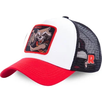 capslab-marvel-comics-rocket-raccoon-roc2-weisse-schwarze-und-rote-trucker-kappe