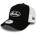 new-era-oval-script-a-frame-black-and-white-trucker-hat