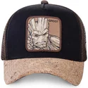schwarze-und-braune-trucker-kappe-mit-korkschirm-groot-gro4-marvel-comics-von-capslab