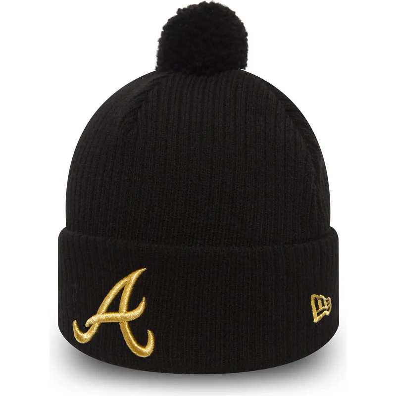 schwarze-mutze-mit-bommel-cuff-knit-sport-waffle-der-atlanta-braves-mlb-von-new-era