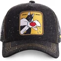 schwarze-trucker-kappe-silvester-loomin1-looney-tunes-von-capslab