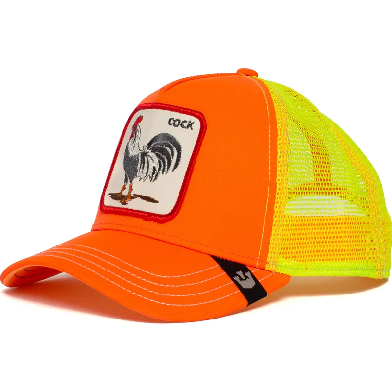 goorin-bros-electric-tamale-gelber-und-orangener-trucker-hut-mit-hahn-motiv
