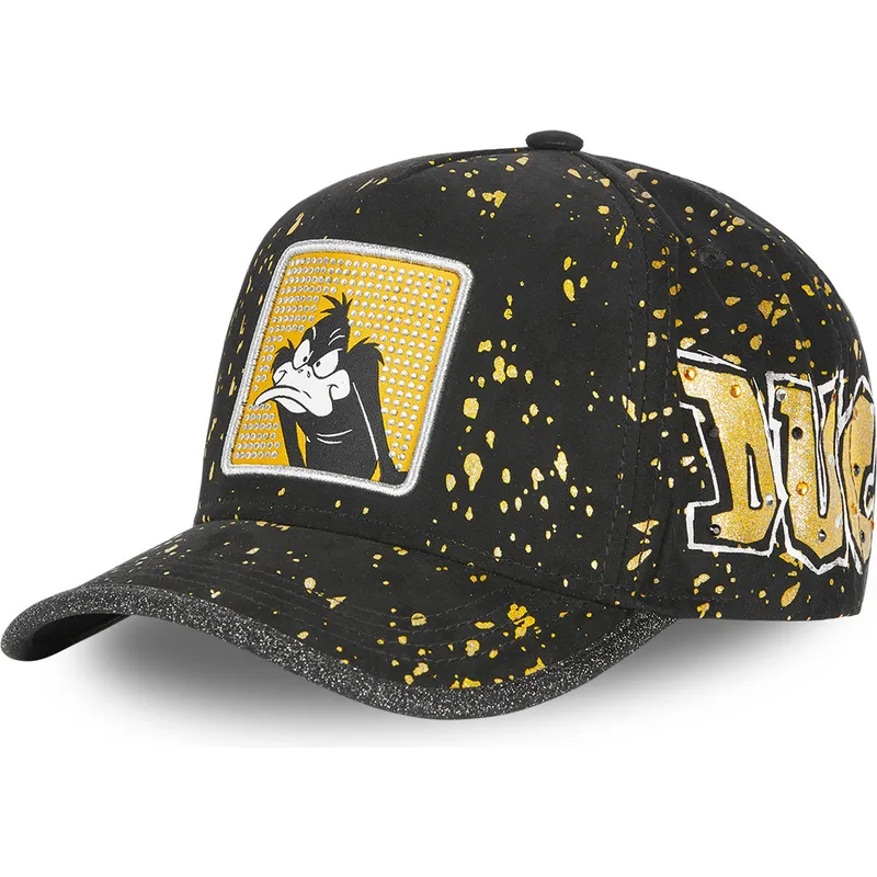 schwarze-verstellbare-curved-cap-daffy-duck-tag-daf-looney-tunes-von-capslab