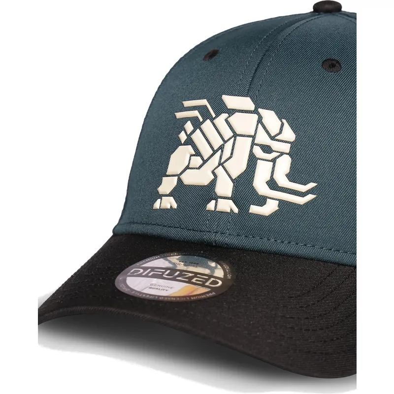 blaue-und-schwarze-gebogene-snapback-kappe-tremortusk-mamut-forbidden-west-horizon-von-difuzed