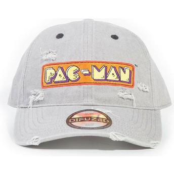 Difuzed Curved Brim Logo Denim Pac-Man Grey Adjustable Cap