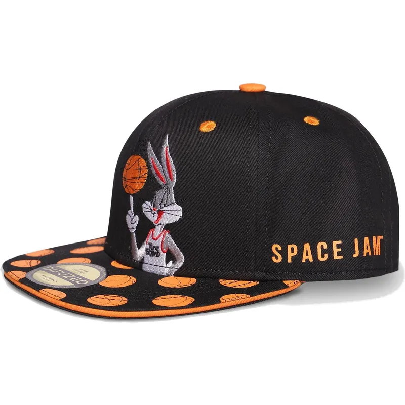 schwarze-flache-snapback-kappe-bugs-bunny-space-jam-looney-tunes-von-difuzed