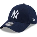 new-era-9forty-verstellbare-kappe-mit-gebogenem-schirm-in-dunkelblau-denim-der-new-york-yankees-mlb