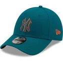 new-era-mlb-new-york-yankees-9forty-pop-outline-verstellbare-blaue-kappe-mit-gebogenem-schirm-und-blau-orangem-logo