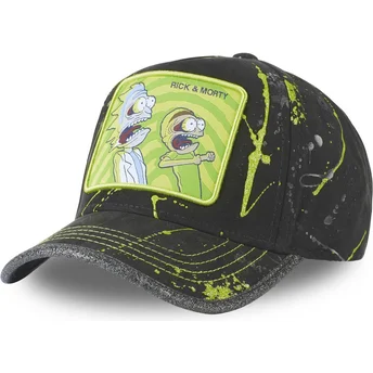 schwarze-und-grune-verstellbare-curved-cap-tag-ric-rick-und-morty-von-capslab