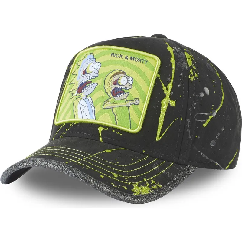 schwarze-und-grune-verstellbare-curved-cap-tag-ric-rick-und-morty-von-capslab