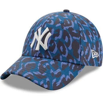 New Era Curved Brim 9FORTY All Over Camo New York Yankees MLB Camouflage and Blue Adjustable Cap