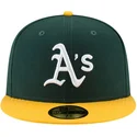 grune-und-gelbe-enganliegende-flat-cap-59fifty-ac-perf-von-oakland-athletics-mlb-von-new-era