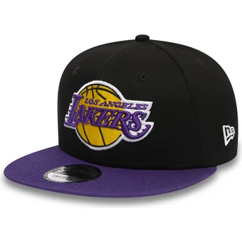 Schwarze und violette flache Snapback-Kappe 9FIFTY der Los Angeles Lakers NBA von New Era