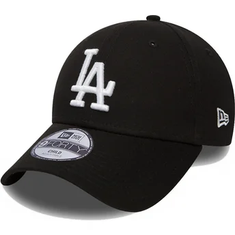 schwarze-gebogene-verstellbare-kinderkappe-9forty-league-essential-der-los-angeles-dodgers-mlb-von-new-era