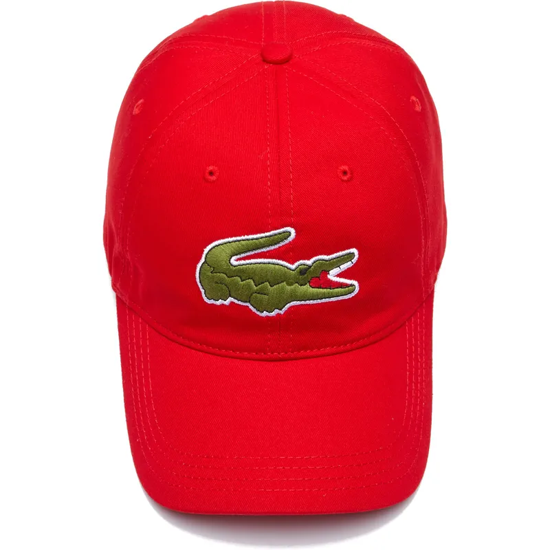 rote-verstellbare-curved-cap-contrast-strap-oversized-crocodile-von-lacoste