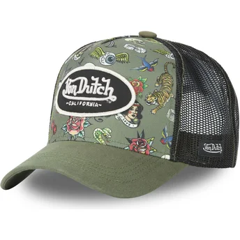 Sapkák ívelt zöld snapback Tattoo TAT K Von Dutch
