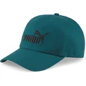 verstellbare-grune-kappe-mit-gebogenem-schirm-und-schwarzem-essentials-logo-von-puma