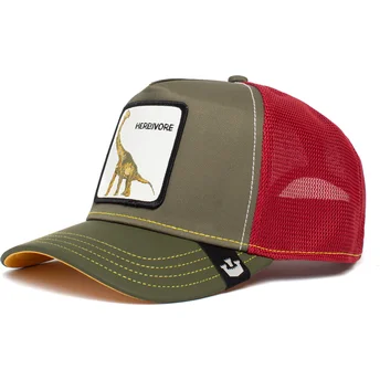grune-und-rote-trucker-kappe-dinosaurier-diplodocus-herbivore-donner-echse-the-farm-von-goorin-bros